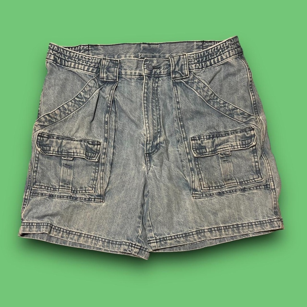 Vintage Cargo Denim Shorts Size 36 Waist Gorpcore Streetwear Jorts